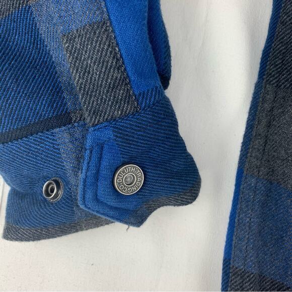 Duluth Trading Co mens medium Blue Gray plaid Button Down Shirt jacket heavy - Picture 5 of 12